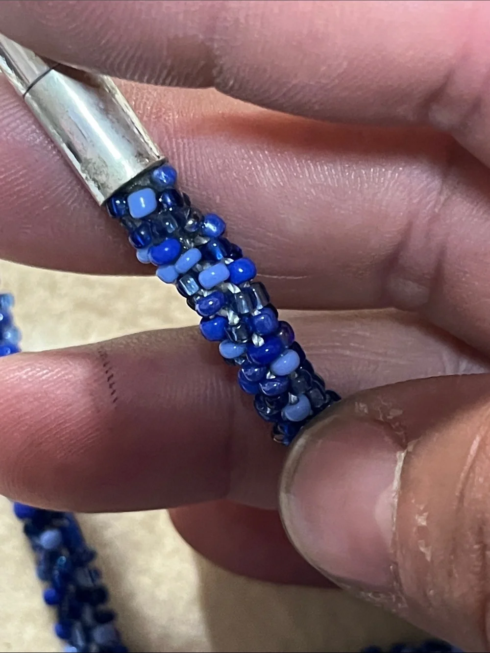 Handcrafted Blue Beaded Statement Necklace